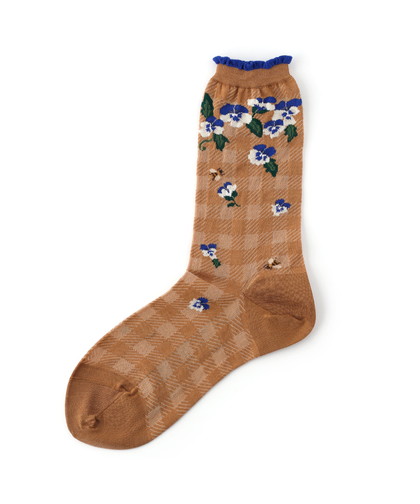 【ANTIPAST】VIOLETS ON GINGHAM SOCKS