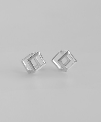 スクエアフレームフープピアス[silver925][Basic]