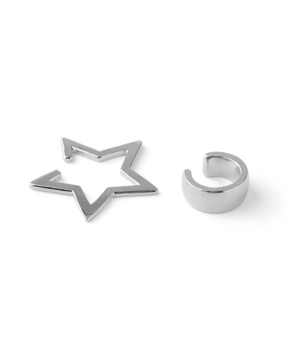 スターとボールドラインのイヤーカフ[2個セット]