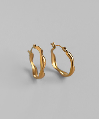 ニュアンスメタルフープピアス[ステンレス][Ownideal]