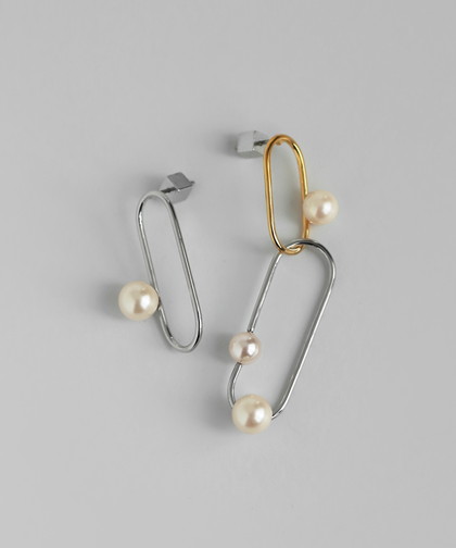 コンビカラーパールピアス[Ownideal]