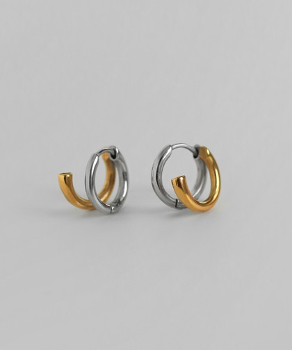 ダブルラインフープピアス[ステンレス][Basic]