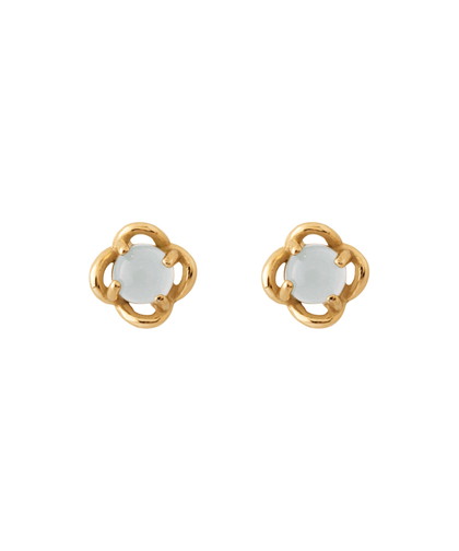 【ステンレス】ストーン×メタルフラワーピアス