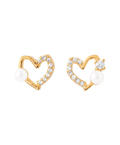 パール×ビジューハートピアス