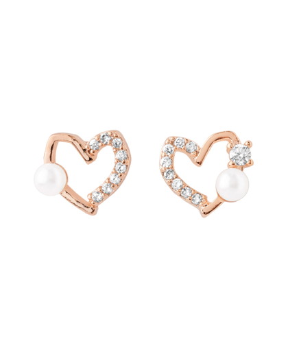 パール×ビジューハートピアス