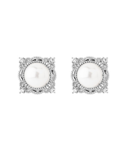 パール×レースデザインピアス