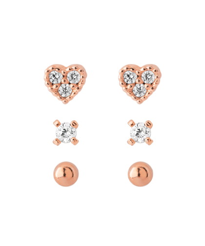 ビジューハートピアス[3ペアセット]