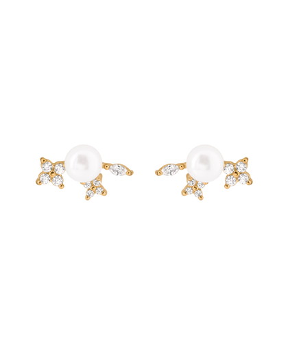 【ステンレス】パール×ビジューピアス