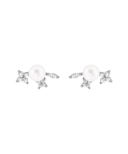 【ステンレス】パール×ビジューピアス