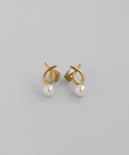 パール×ツイストピアス[サージカルステンレス][Sheerchic]
