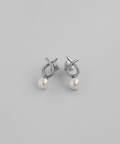 パール×ツイストピアス[サージカルステンレス][Sheerchic]