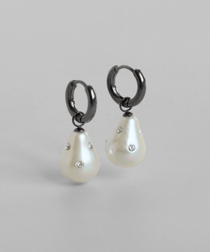 ビジュー×パール2WAYフープピアス[ステンレス][Ownideal]