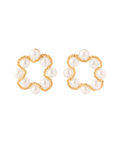 パール×メタルビーズピアス